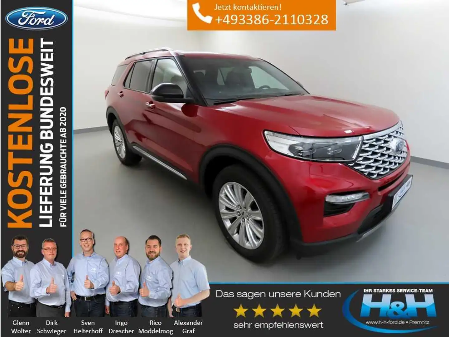 Ford Explorer 3.0 Plug-in Hybrid 4x4 PLATINUM AHK+LED Piros - 1