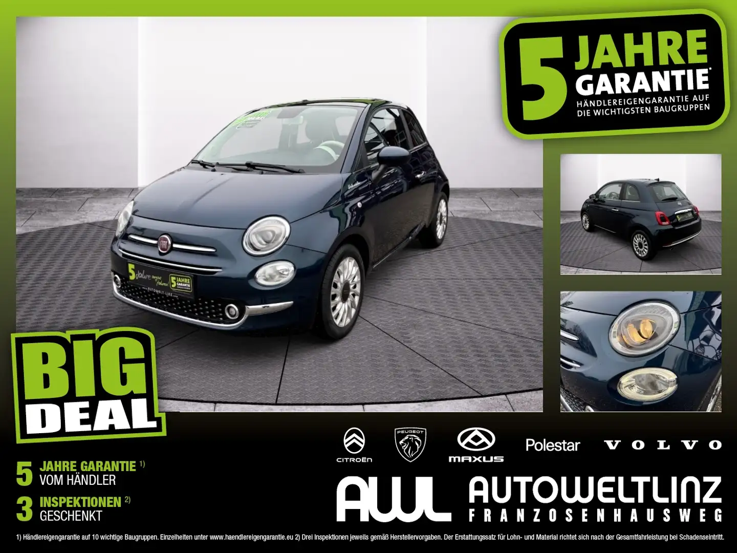 Fiat 500 Hybrid 70 Dolcevita Pano+KlimaA+LM+PDC Blau - 1