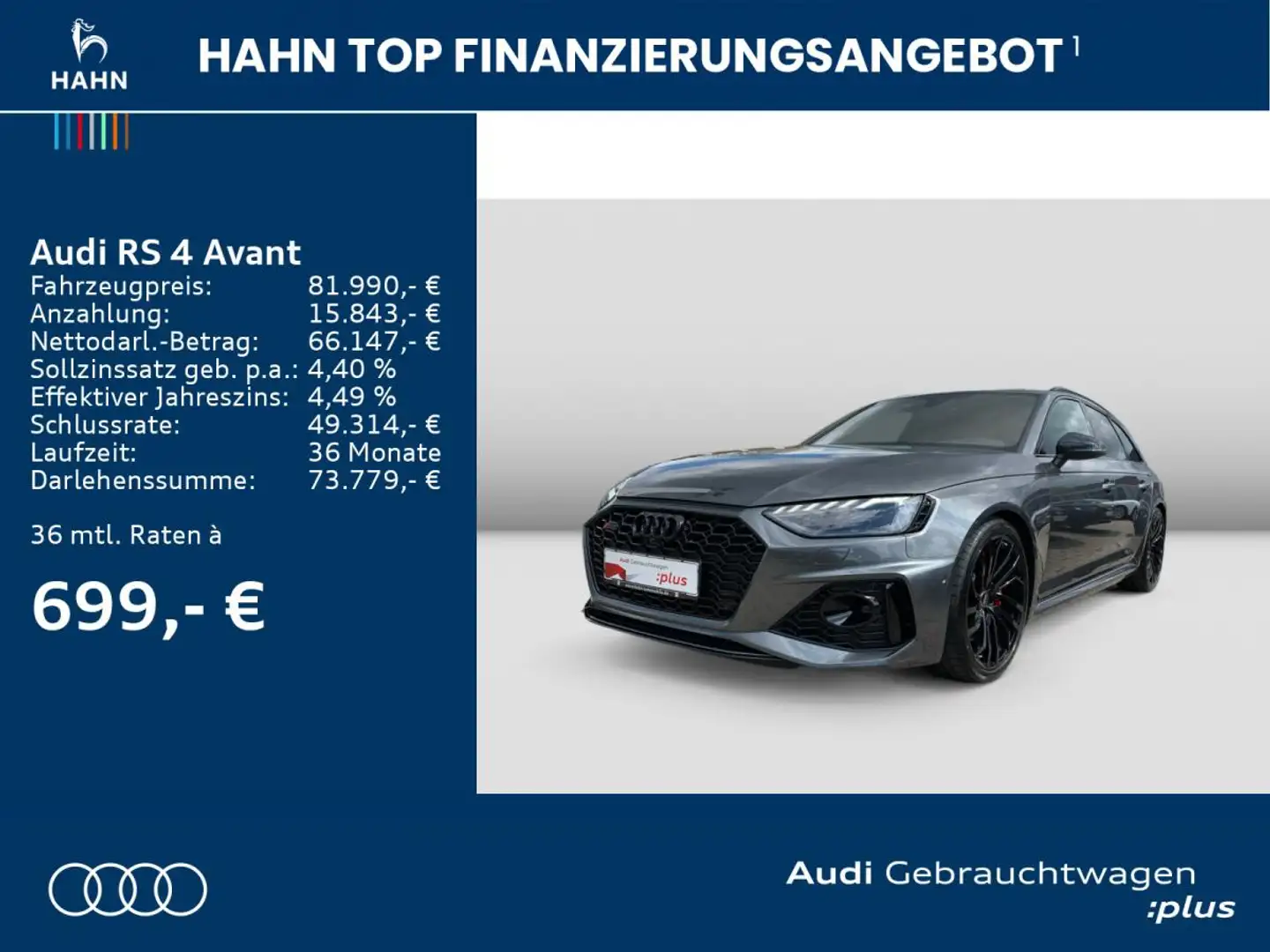 Audi RS4 RS 4 Avant TFSI quattro tiptr Pano B&O Matrix Grau - 2