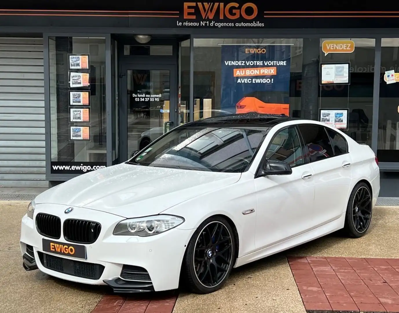 BMW 535 serie f10 535i 3.0 306ch m-sport bva8 to-night vision-caméra 360-acc-hayon-attelage élec-sièges cuir Blanco - 1