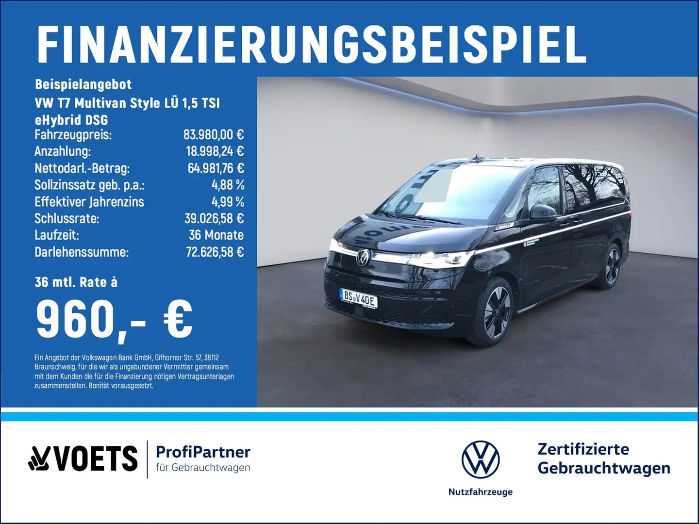 Volkswagen T7 Multivan Style LÜ 1,5 TSI eHybrid DSG 4Motion+IQ+Light Schwarz - 2