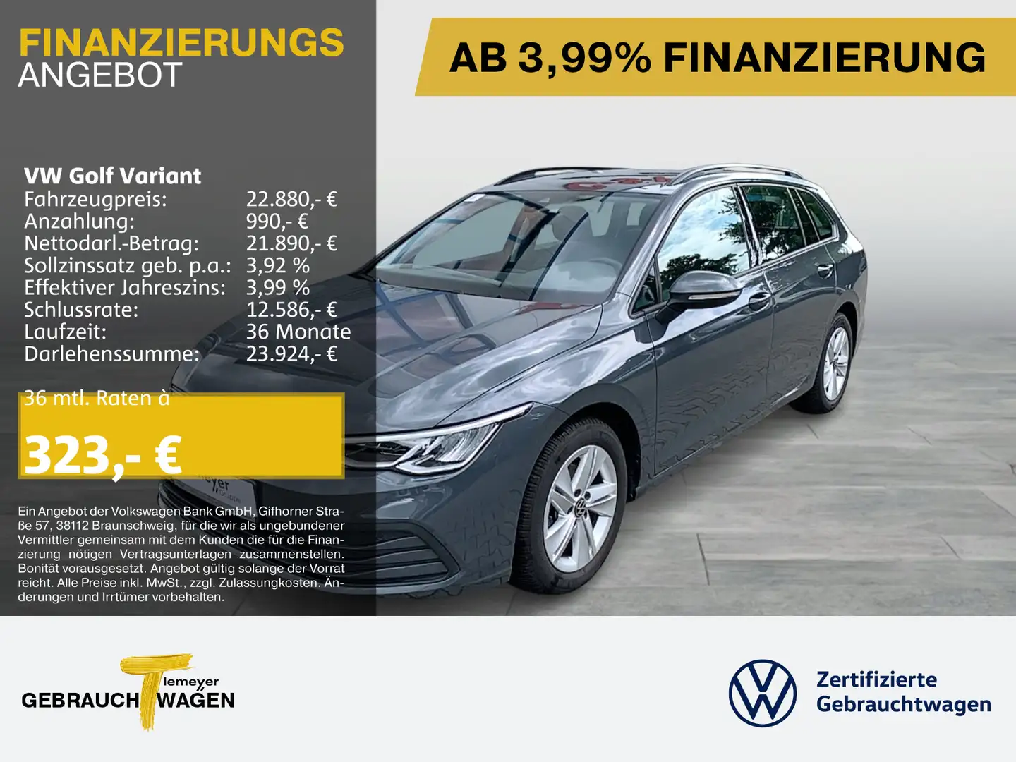 Volkswagen Golf Variant 1.0 eTSI DSG LIFE AHK NAVI ACC APP- Grau - 1