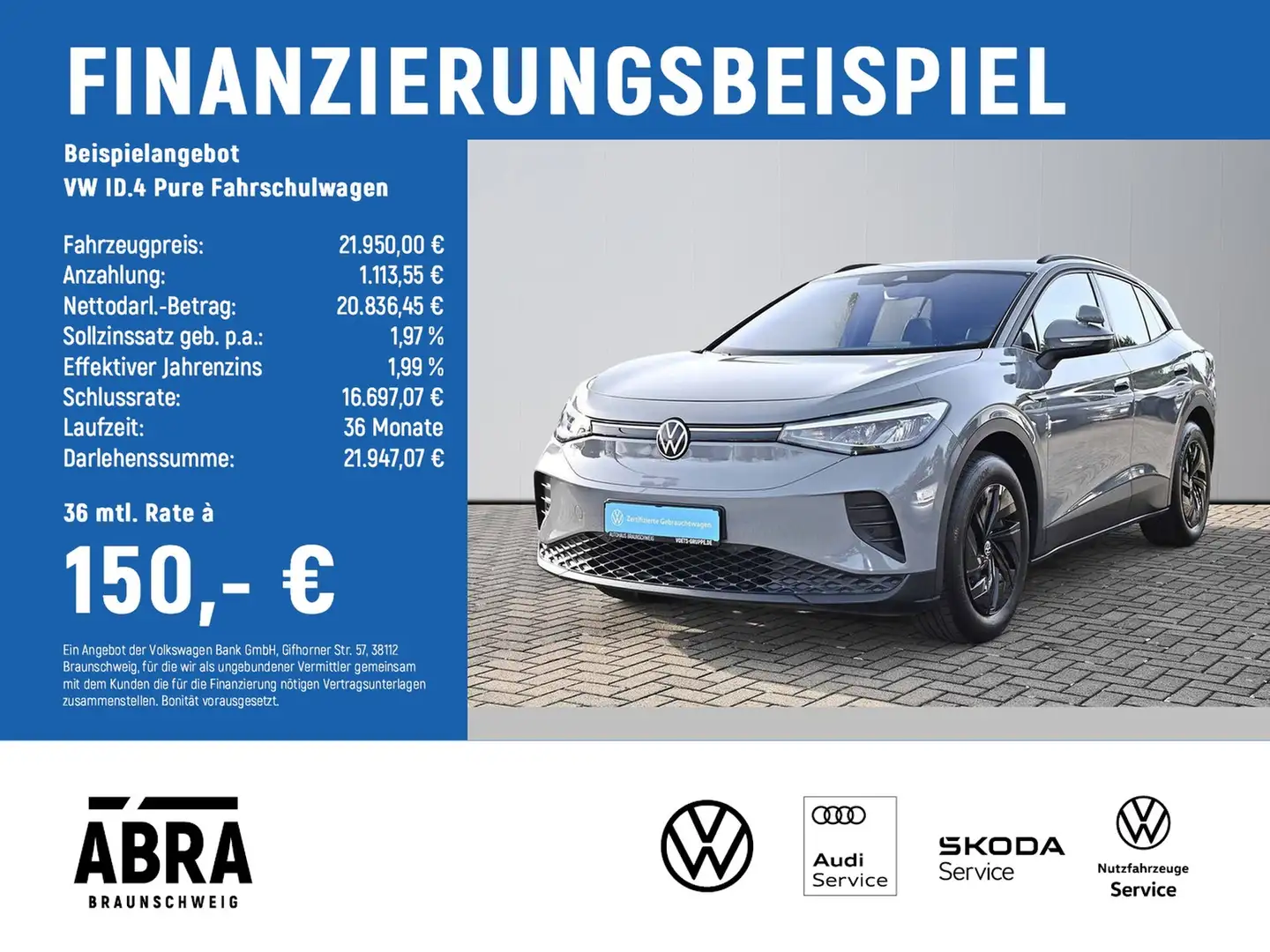 Volkswagen ID.4 Pure Fahrschulwagen LED+NAV+ACC+PDC Grau - 2