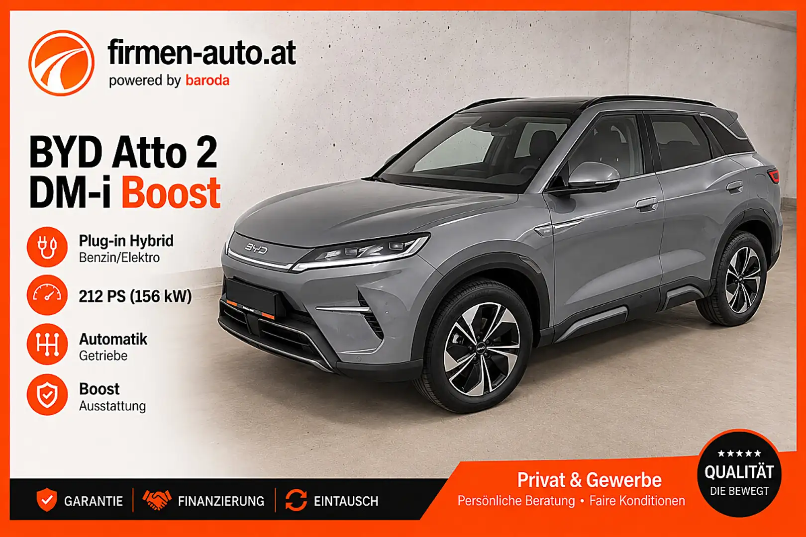 BYD Atto 2 Atto2 DM-i PHEV 18kWh Boost Österreich Paket Grau - 1