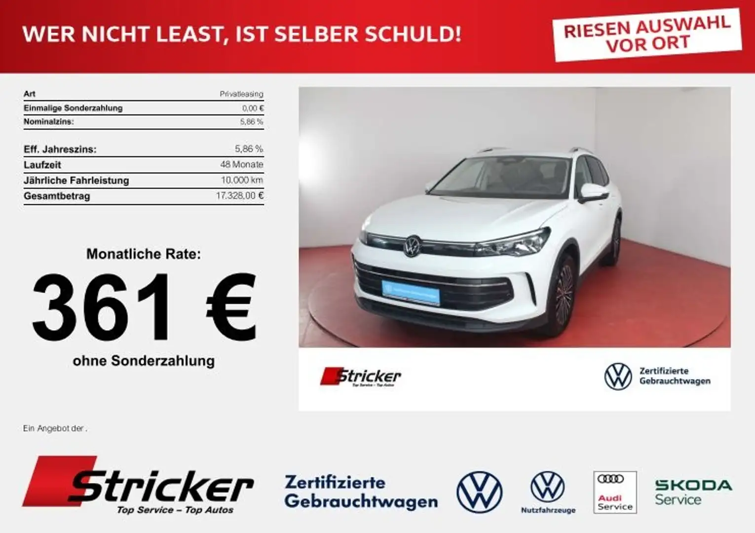Volkswagen Tiguan Life 1.5eTSI 336,-ohne Anzahlung AHK Navi Weiß - 2
