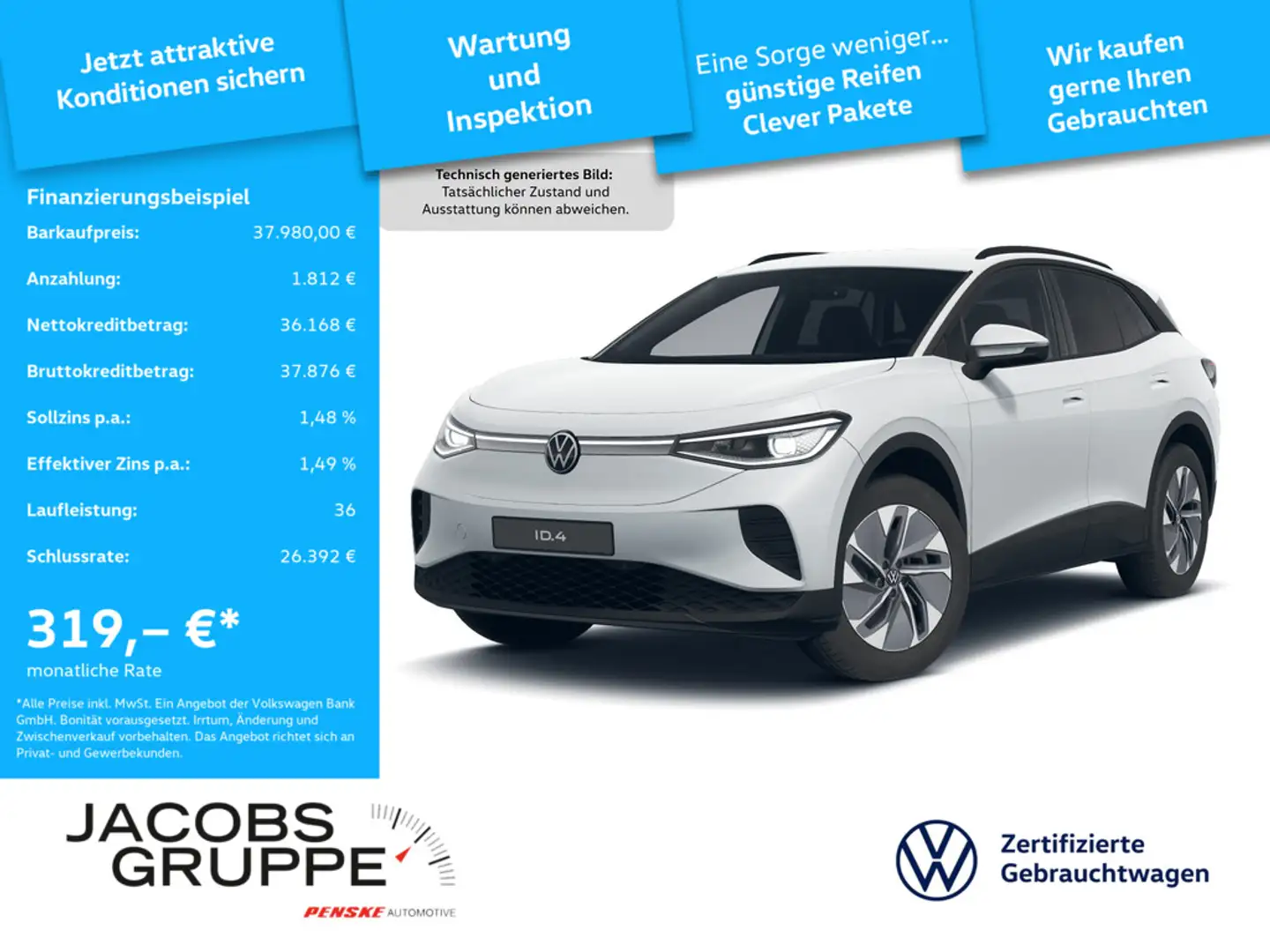 Volkswagen ID.4 Pro210 kW Performance Navi,SHZ,PDC Weiß - 1