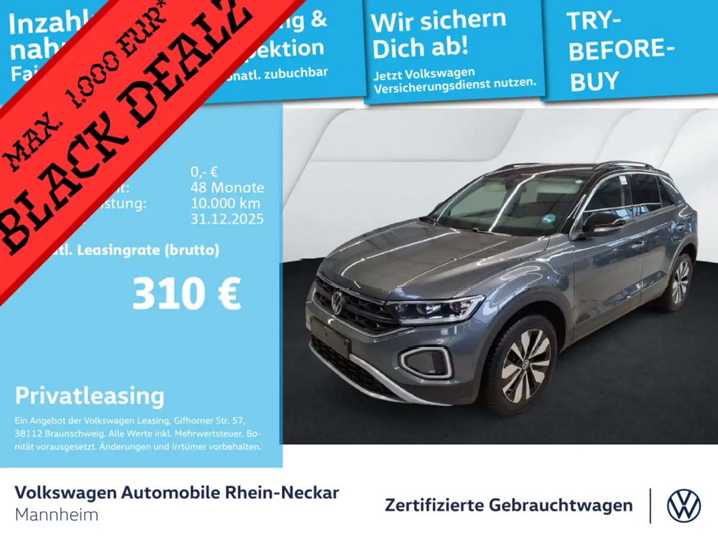 Volkswagen T-Roc 2.0 TDI GOAL DSG Navi AHK Kamera uvm Grau - 1