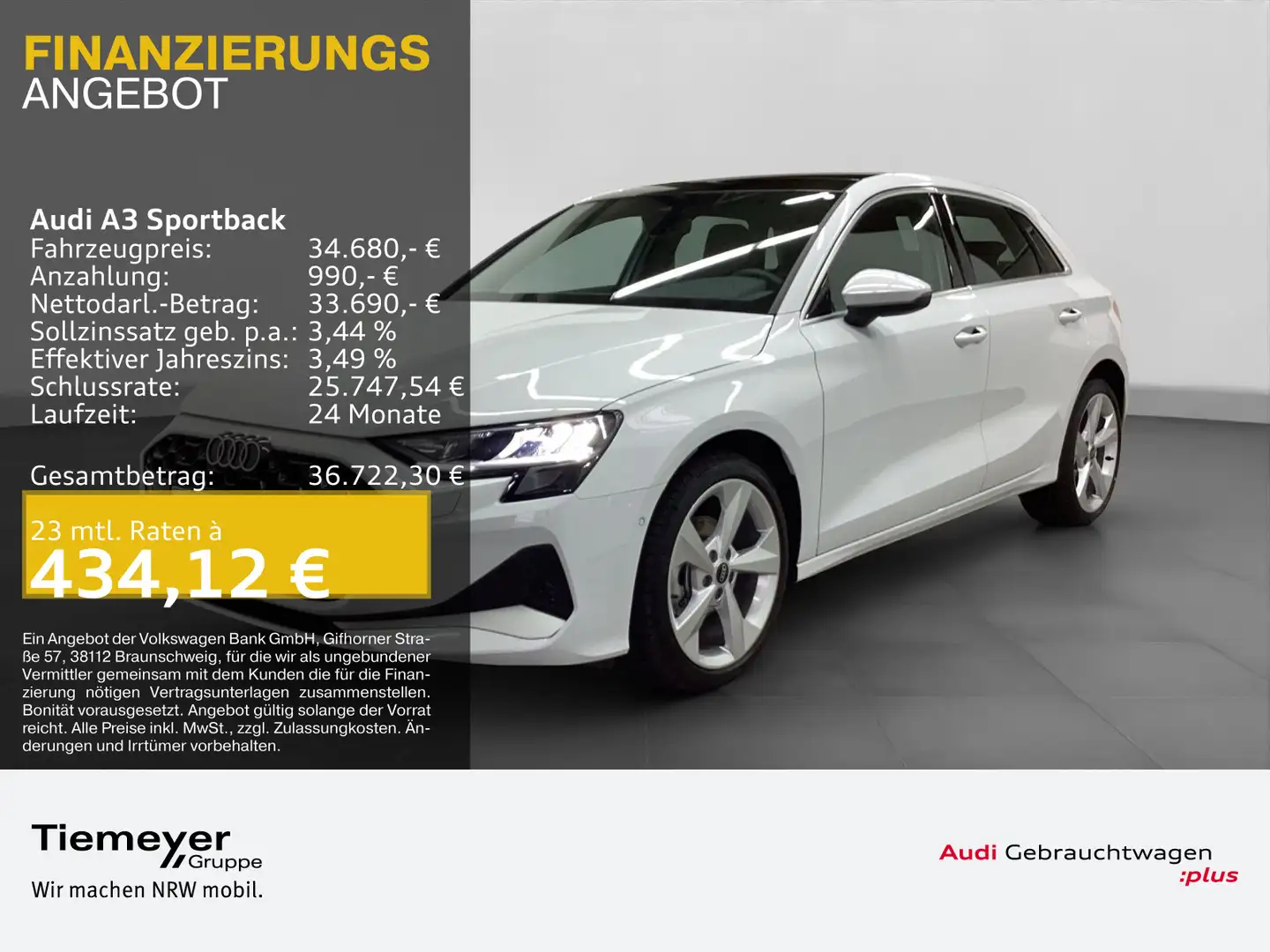 Audi A3 30 TFSI ADVANCED PANO ST.HEIZ LM18 Weiß - 1