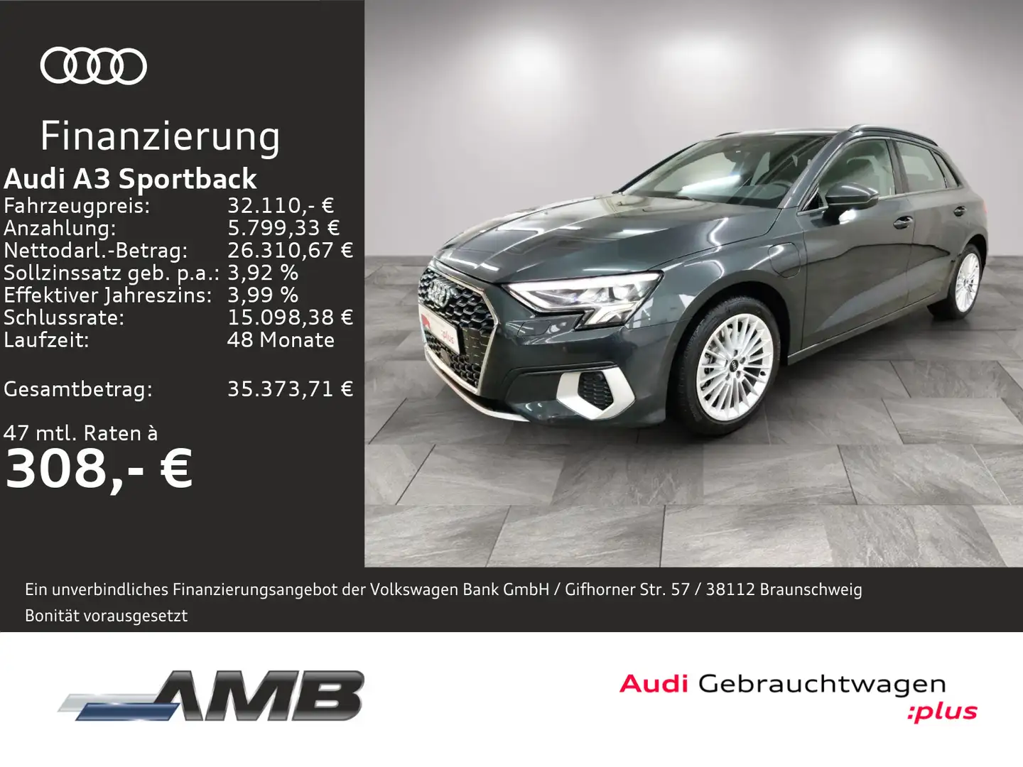 Audi A3 Advanced 40 TFSI e LED/Nav/01.29Gar Grau - 1