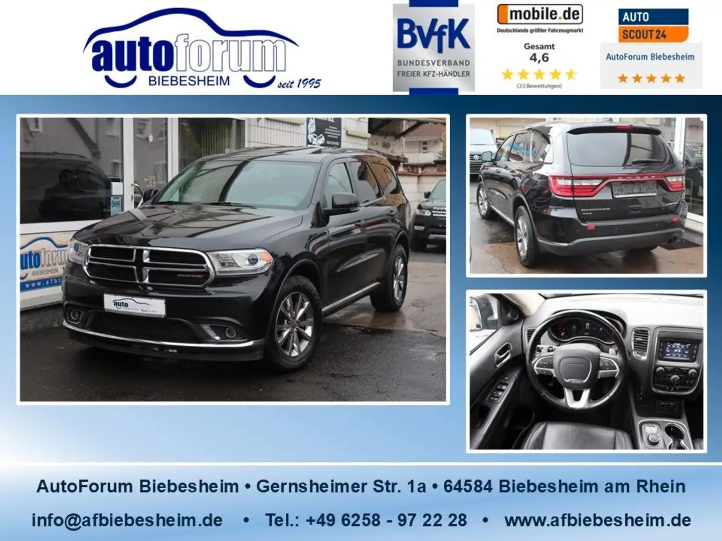 Dodge Durango 3.6 4WD Limited 2.Hand*S-Dach*Leder*... Schwarz - 1