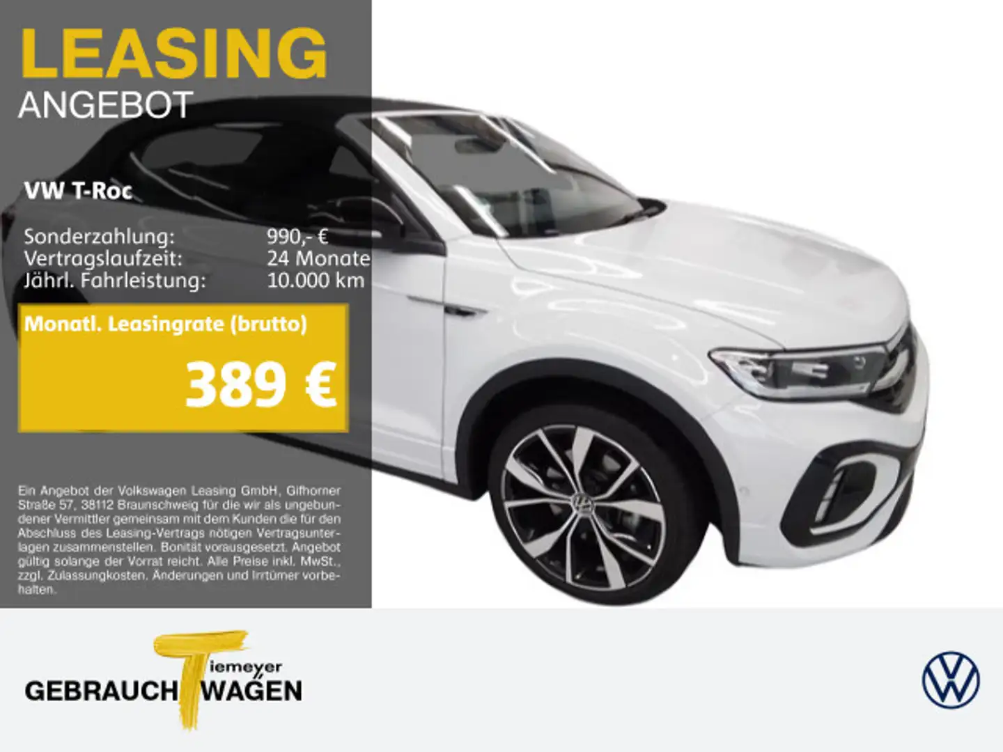 Volkswagen T-Roc Cabrio 1.5 TSI DSG R-LINE BLACK LM19 LEDER Weiß - 1