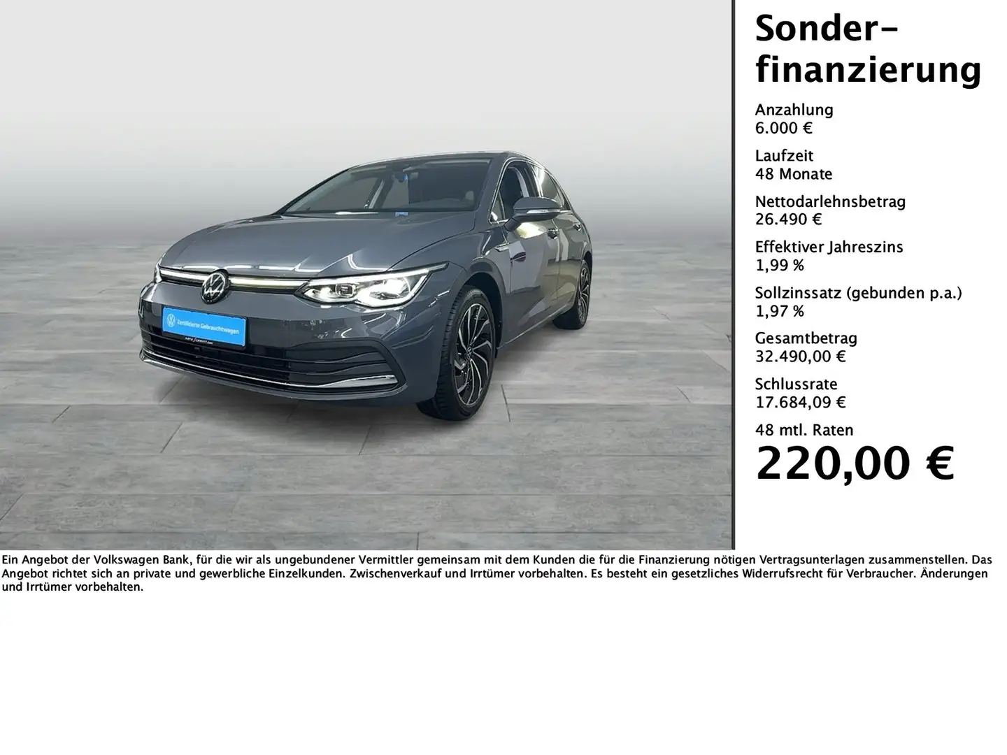 Volkswagen Golf Style 1.5 eTSI DSG 1,99+LED+KAMERA+STAND-HZ+NAVI Grau - 1