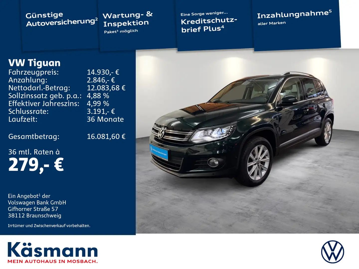 Volkswagen Tiguan 2.0TSI Sport&Style 4M BI-XENON LEDER NAVI Grün - 1