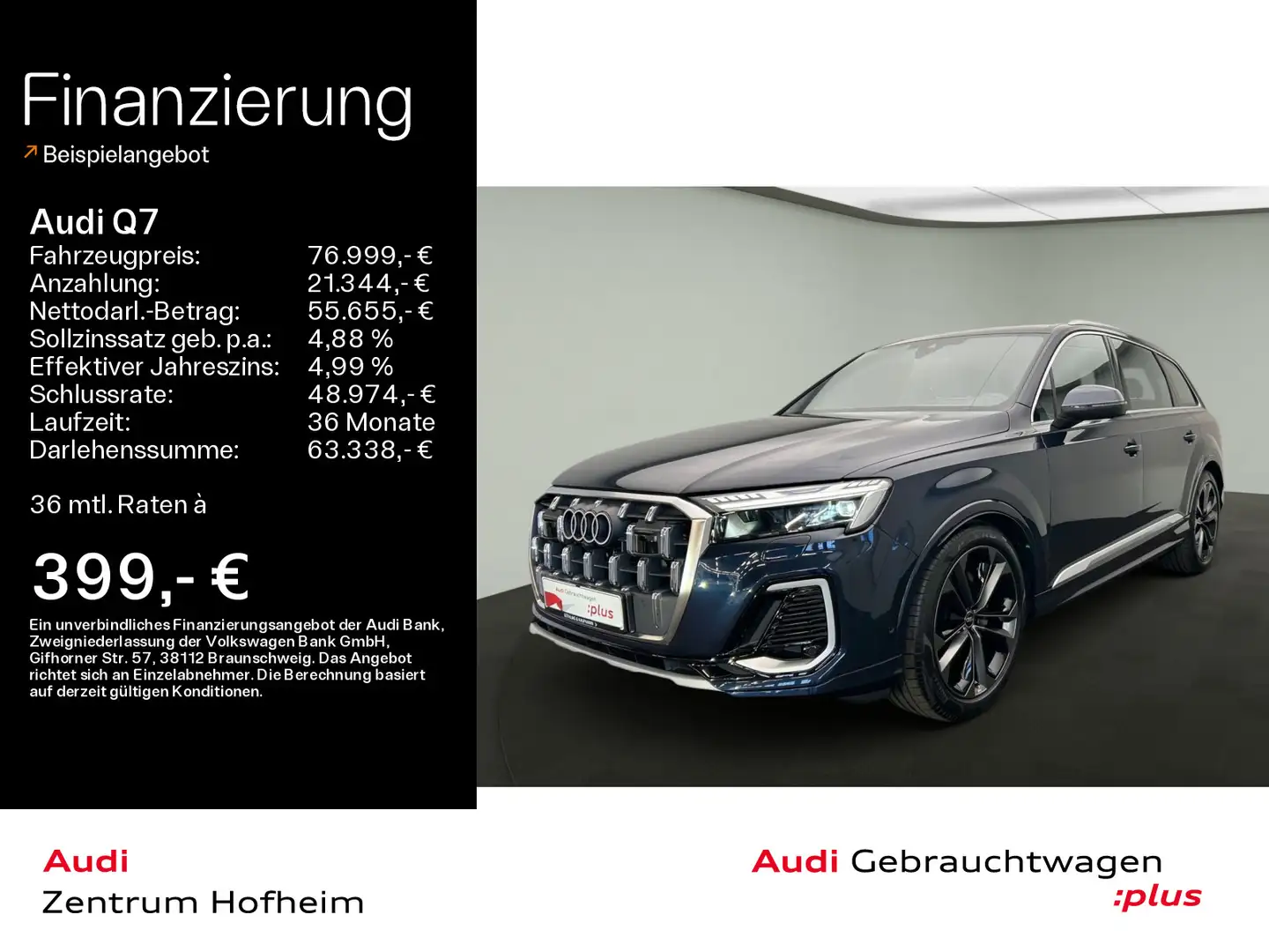 Audi Q7 50 TDI qu S line tip*EUPE 113.840*Air*B&O*HUD Albastru - 1