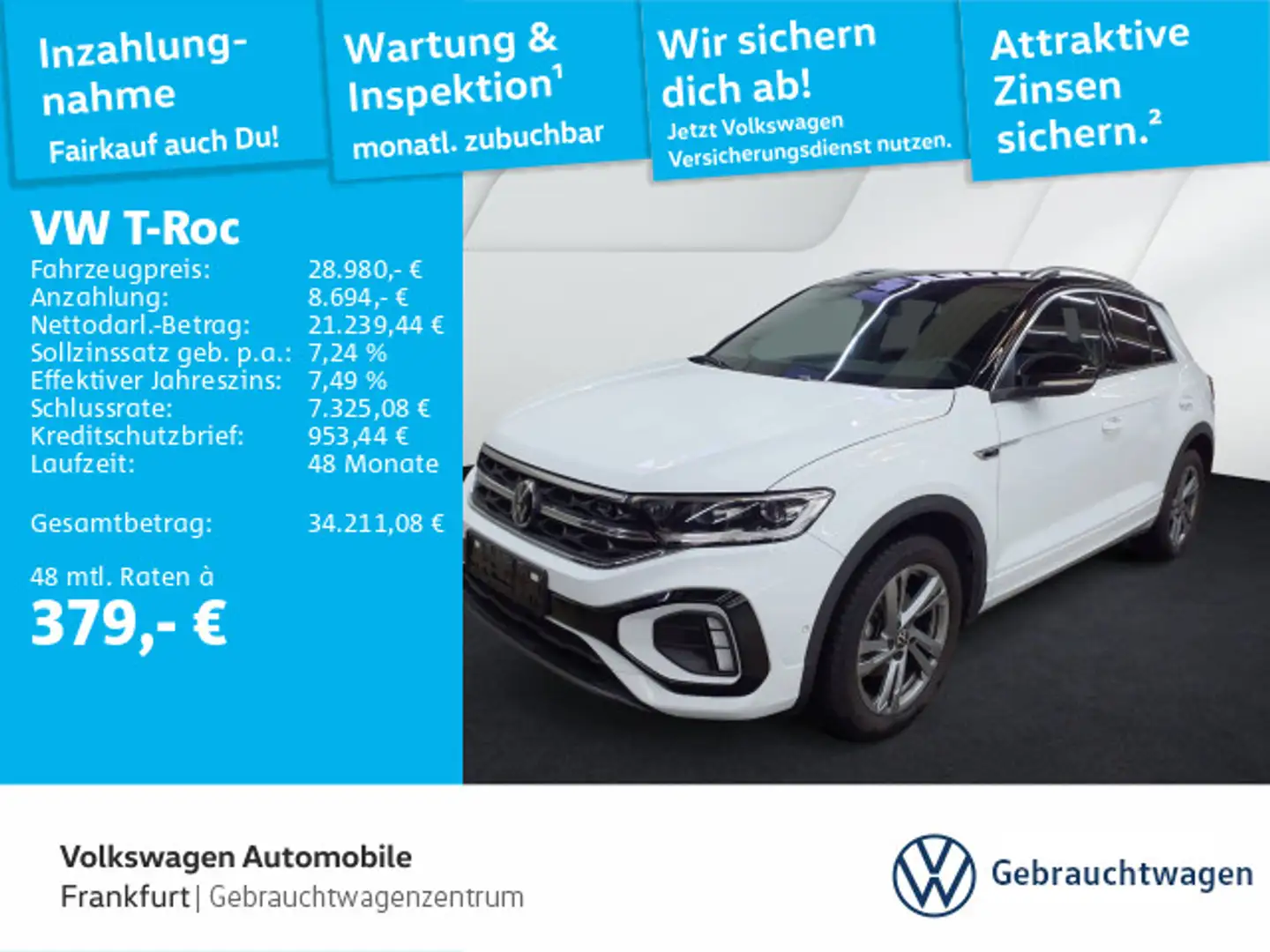 Volkswagen T-Roc 1.5 TSI DSG R-Line Navi LEDPlus DAB+ Front Weiß - 1