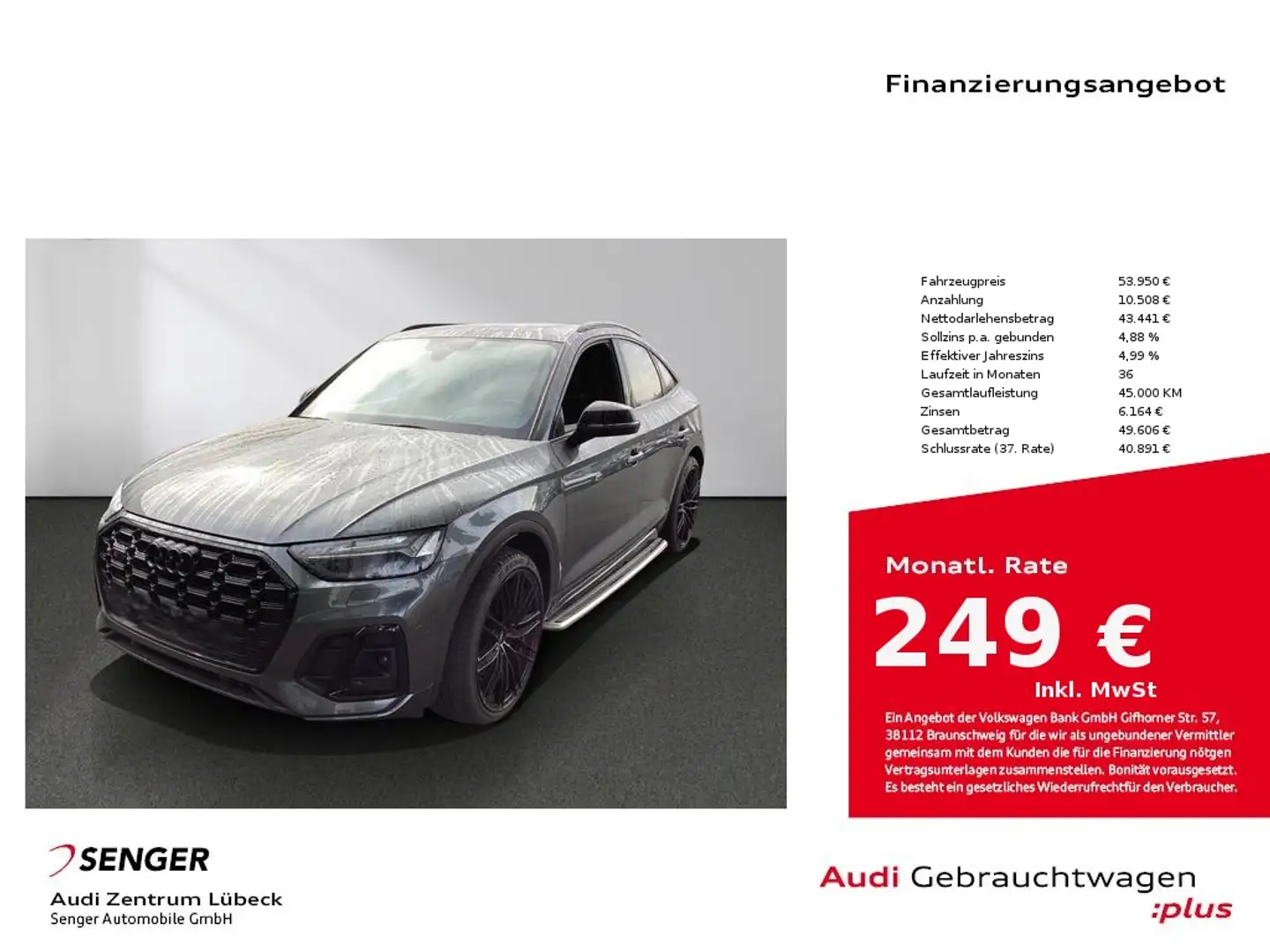 Audi SQ5 Sportback TDI tiptronic Nav Pano Matrix Luft B&O Grau - 1