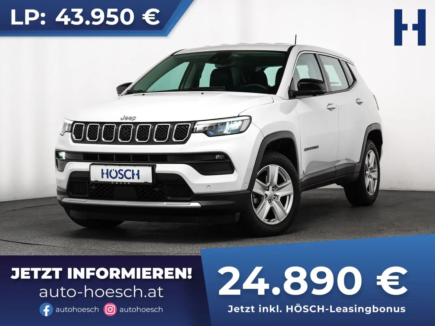 Jeep Compass T4 130 Aut. WINTER-PAKET LED 360° ACC -43% Weiß - 1