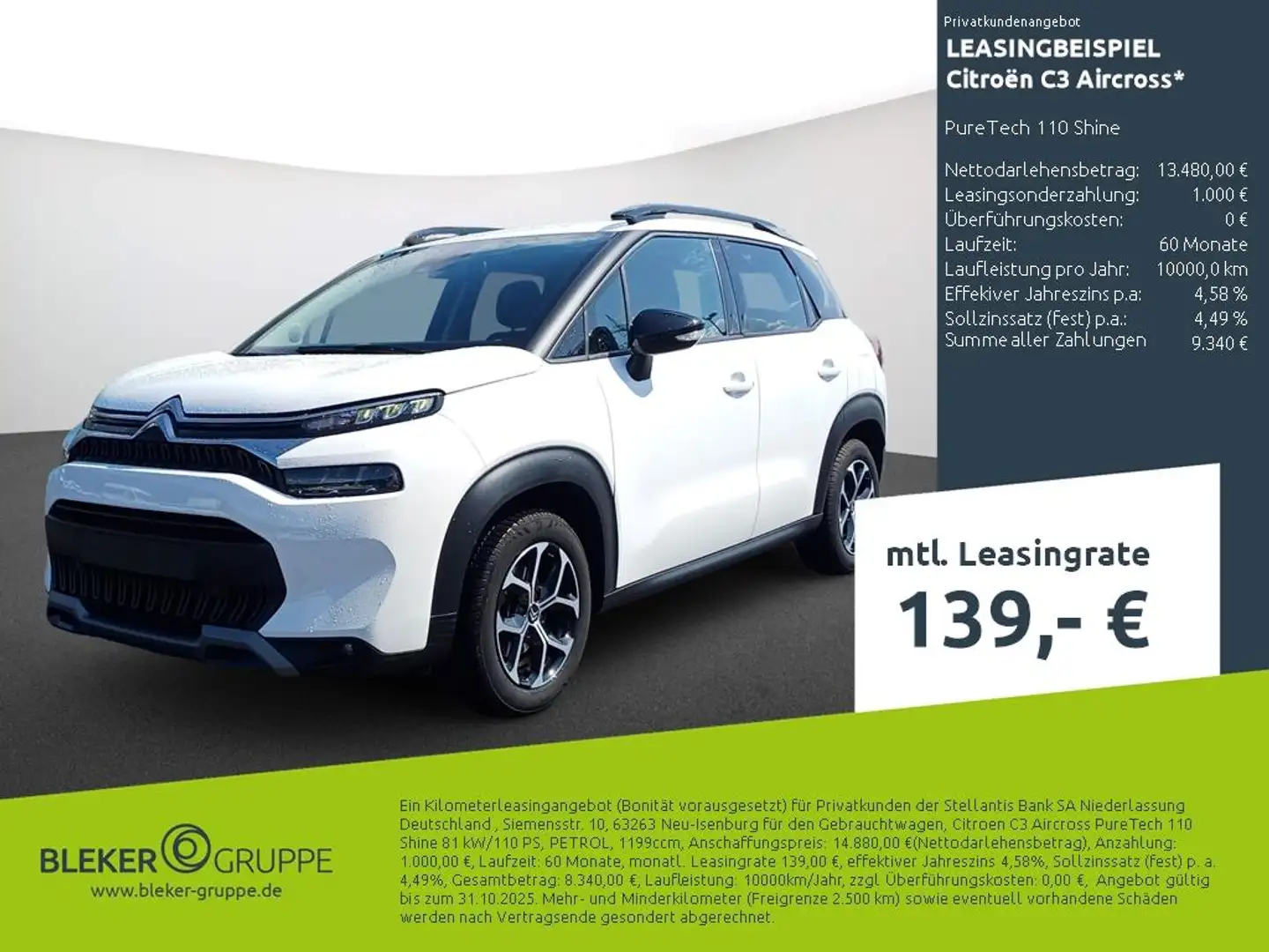 Citroen C3 Aircross PureTech 110 Shine Blanc - 1
