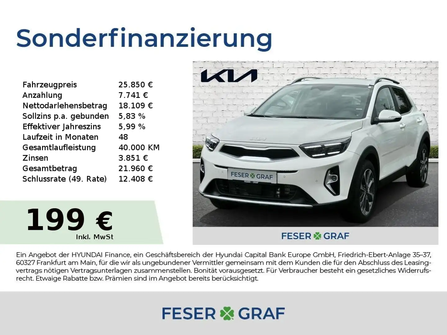 Kia Stonic 1.0T 48V DCT Spirit Technik Navi LED ACC Weiß - 1
