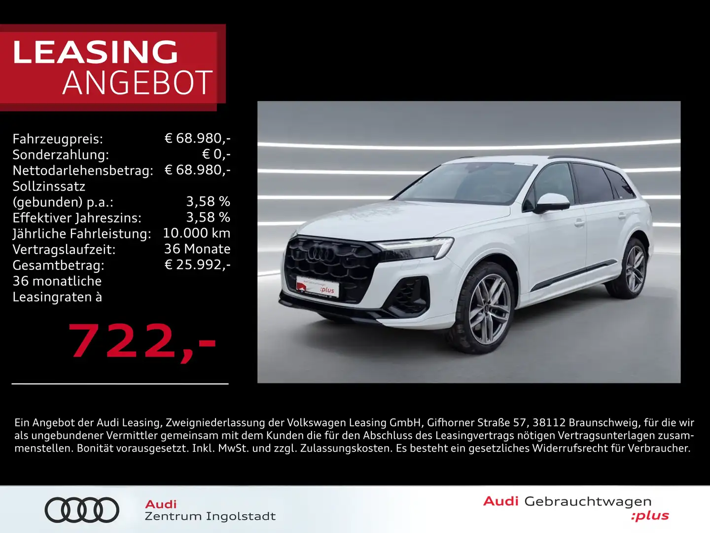 Audi Q7 55 TFSI e qu S line MATRIX Luft AHK HuD 21" Weiß - 1