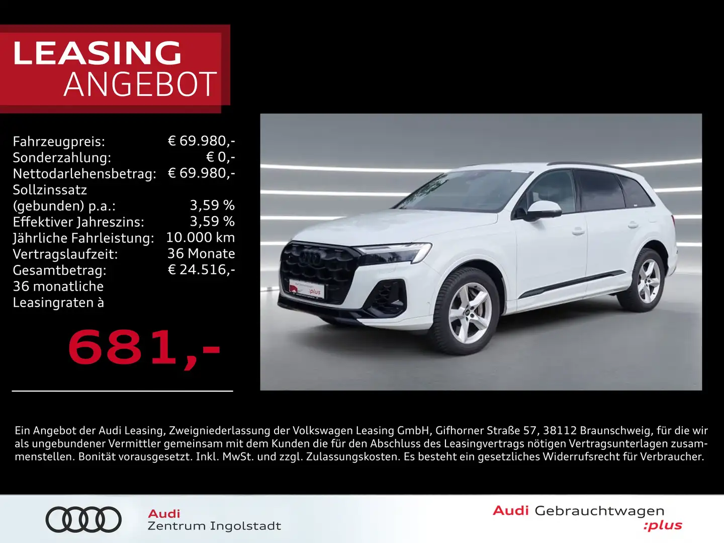 Audi Q7 55 TFSI e qu S line MATRIX Luft AHK HuD 21" Weiß - 1