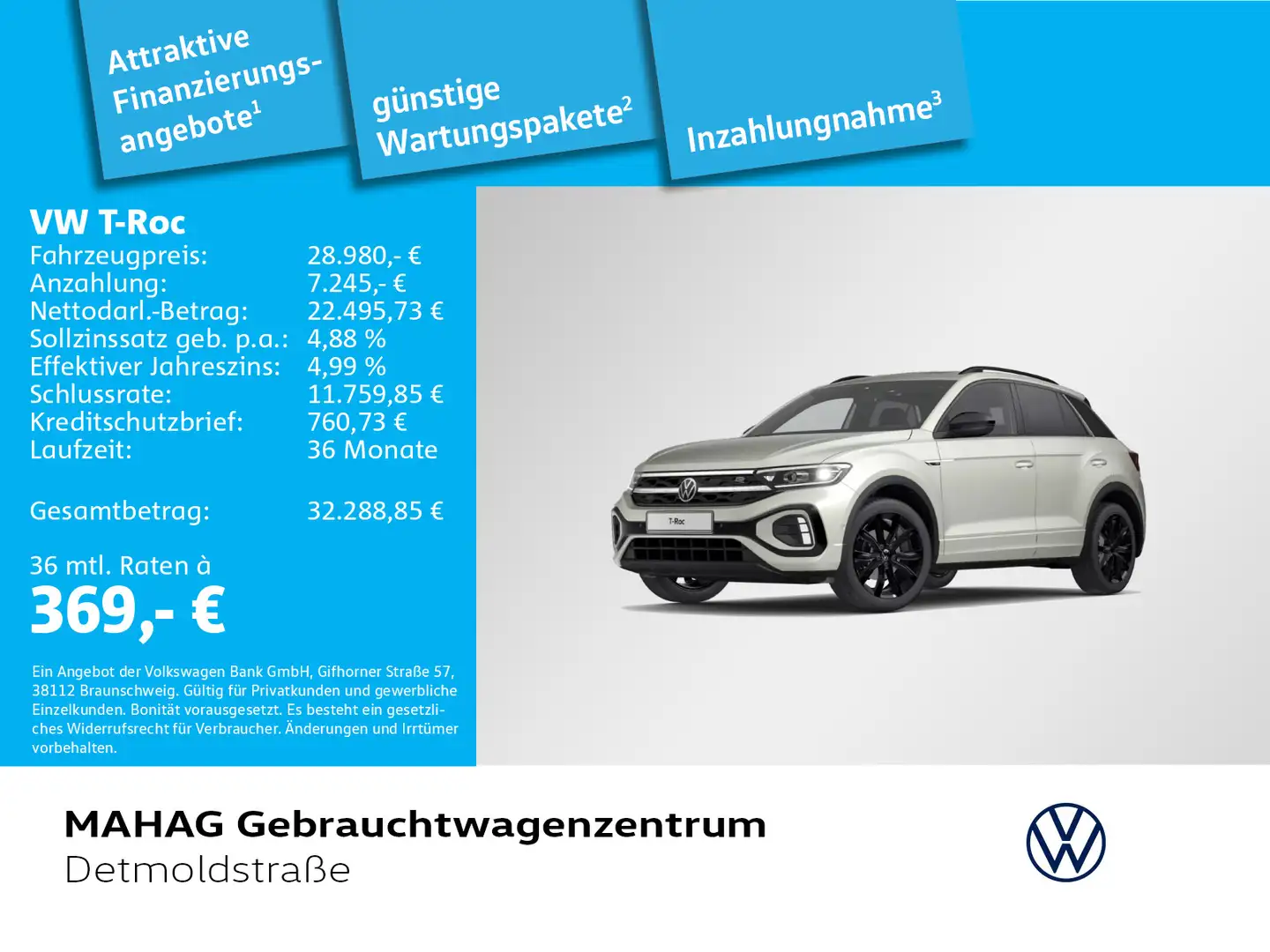 Volkswagen T-Roc R-Line 1.5 TSI LED+ Navi ParkAssist RearVi Grau - 1