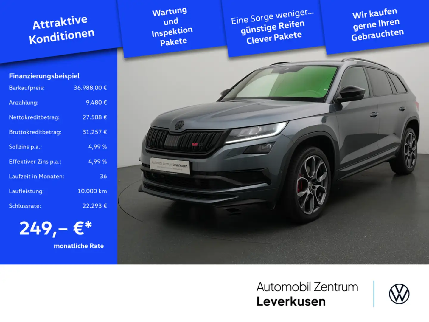 Skoda Kodiaq RS 4x4 DSG LEDER AHK NAVI VIRT RAUTE A Grau - 1