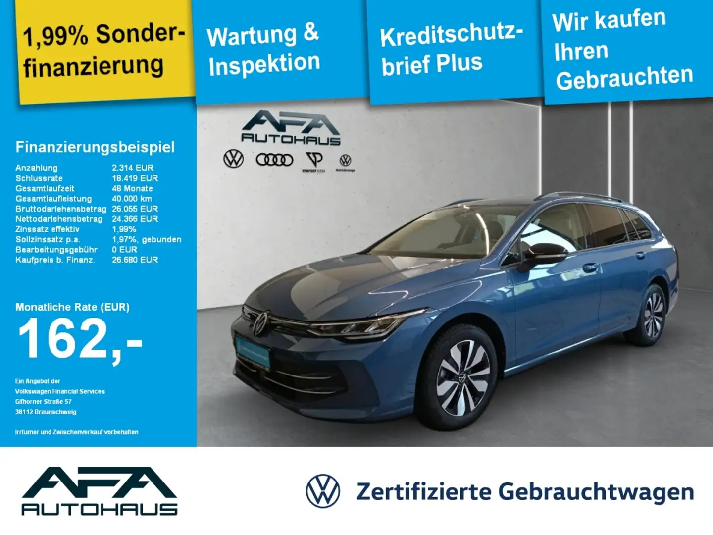 Volkswagen Golf VIII Var. 1.5 eTSI Goal DSG LED*ACC*App-Co. Blau - 1