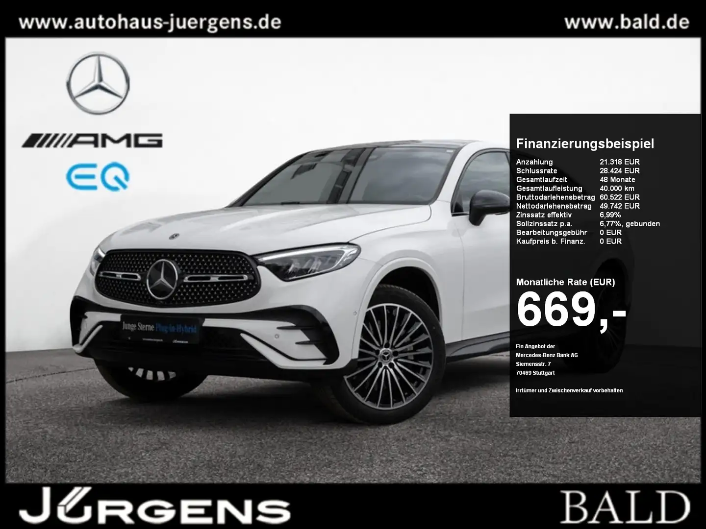 Mercedes-Benz GLC 300 e 4M Coupé AMG-Sport/Pano/Night/Distr/20 Weiß - 1