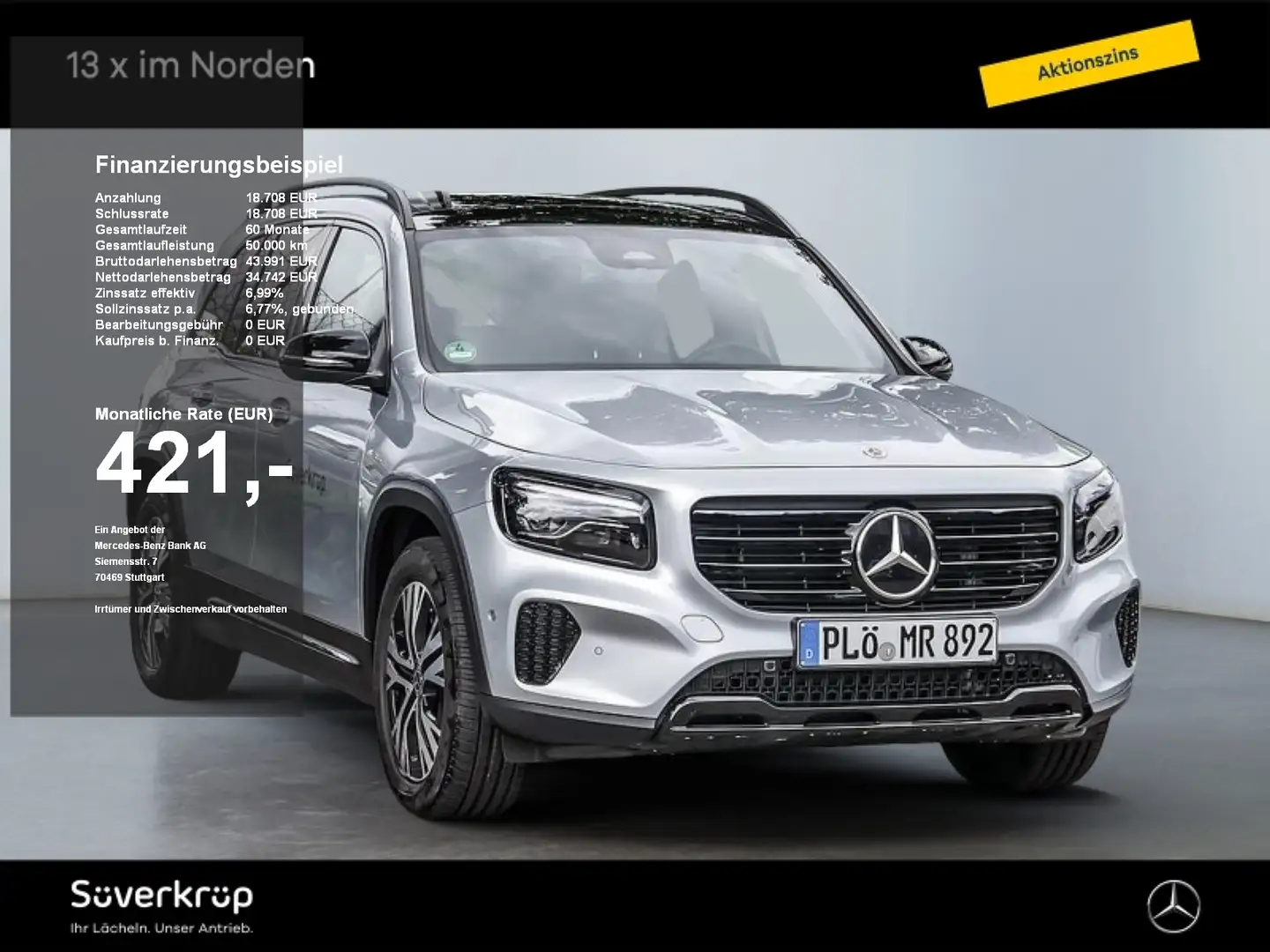 Mercedes-Benz GLB 220 d 4M PROGRESSIVE NIGHT SPUR PANO AHK Silber - 1
