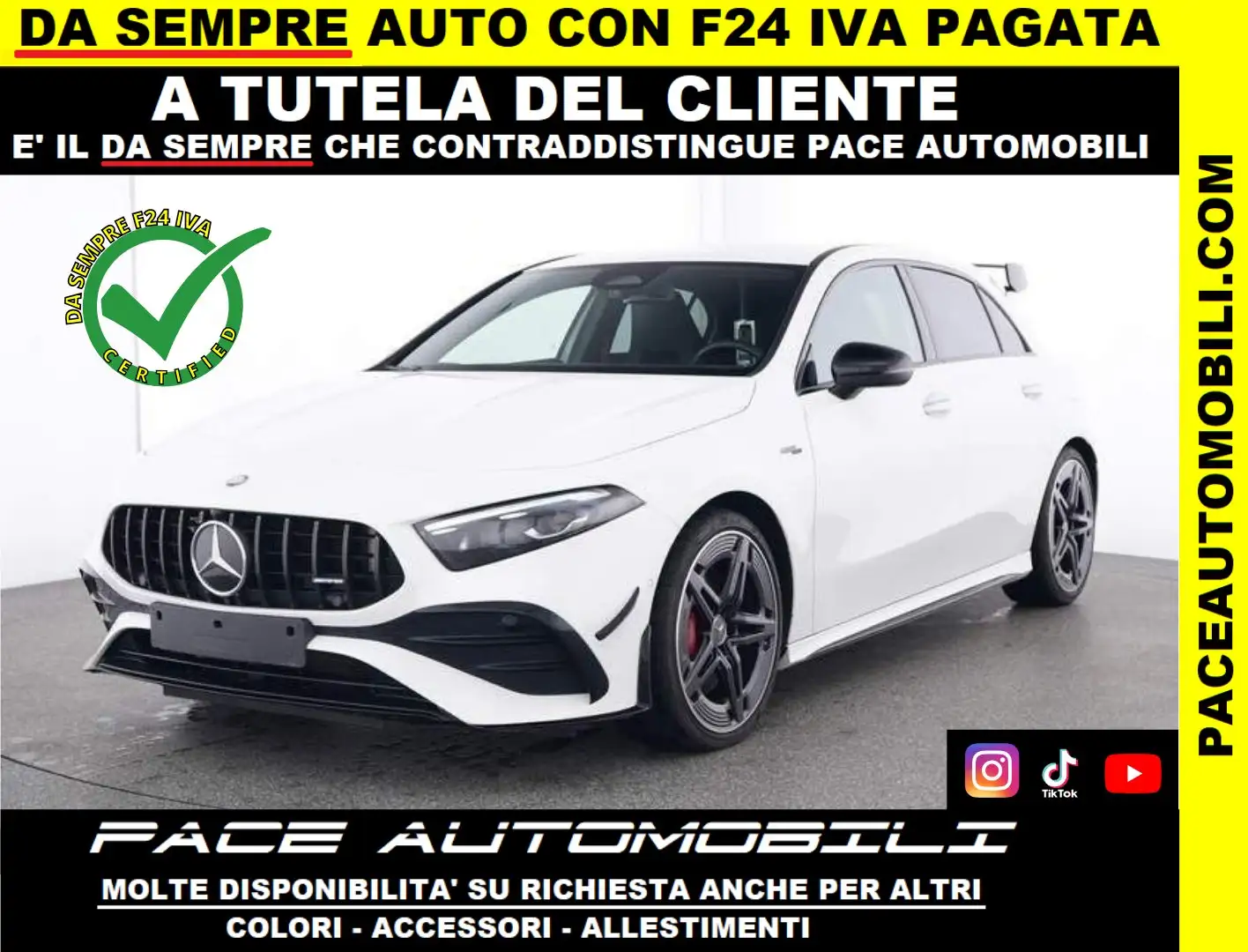 Mercedes-Benz A 35 AMG AERO 4 MATIC MBUX PDC ACC LED NIGHT BLACK PACK Bianco - 1