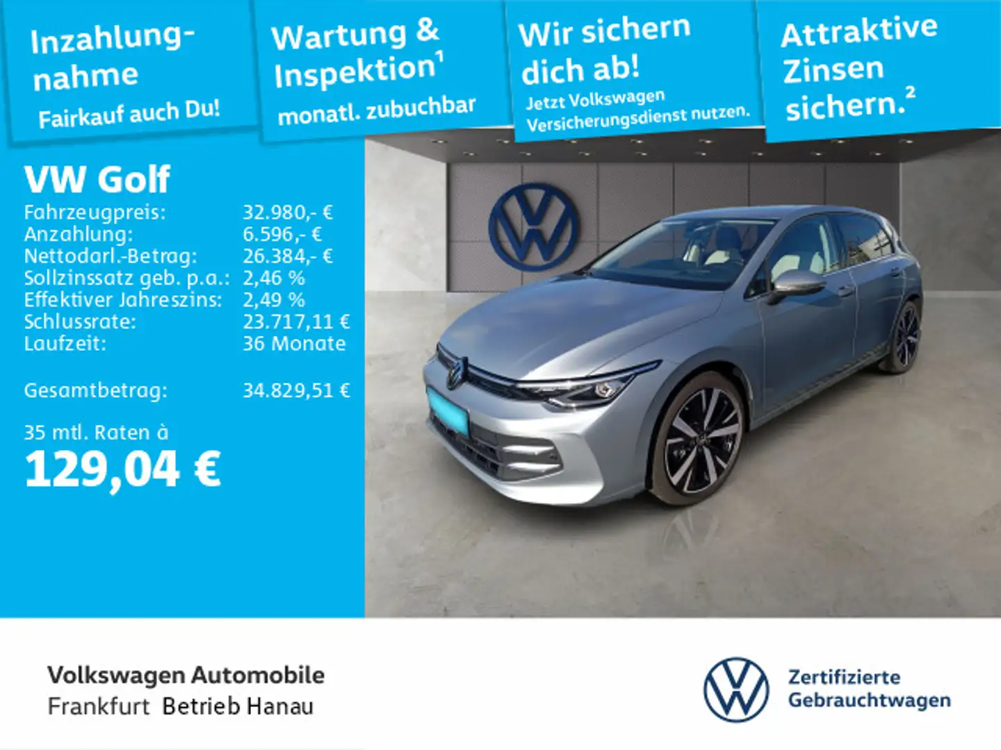 Volkswagen Golf VIII 1.5 eTSI DSG Style Navi LEDPlus DAB+ F Silber - 1