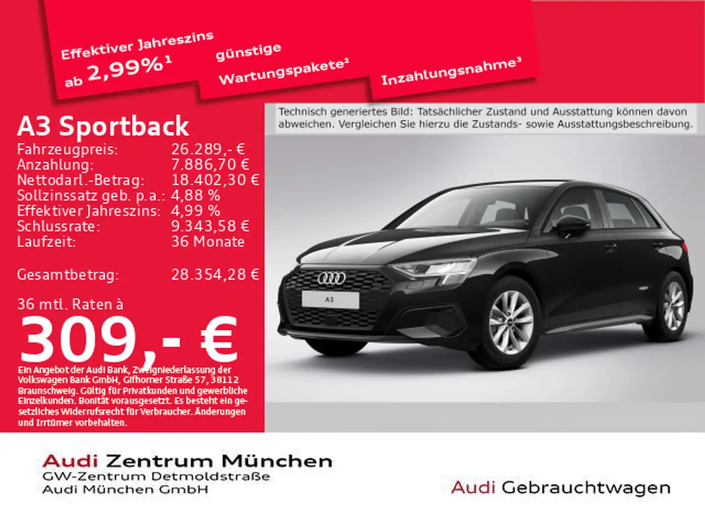 Audi A3 35 TFSI Virtual/GRA Schwarz - 1