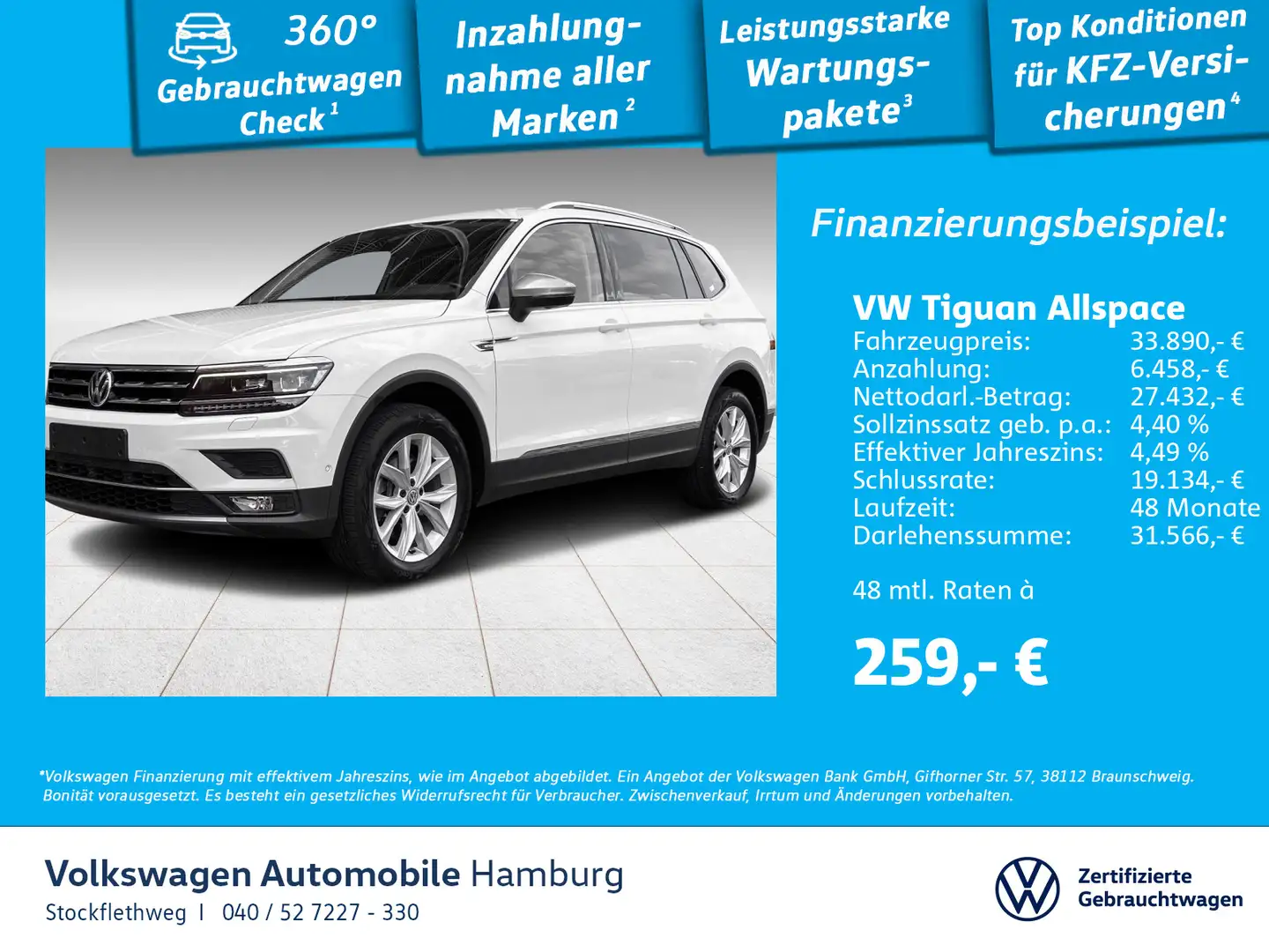 Volkswagen Tiguan Allspace 2.0 TDI High. 4M DSG Navi HeadUp Weiß - 1