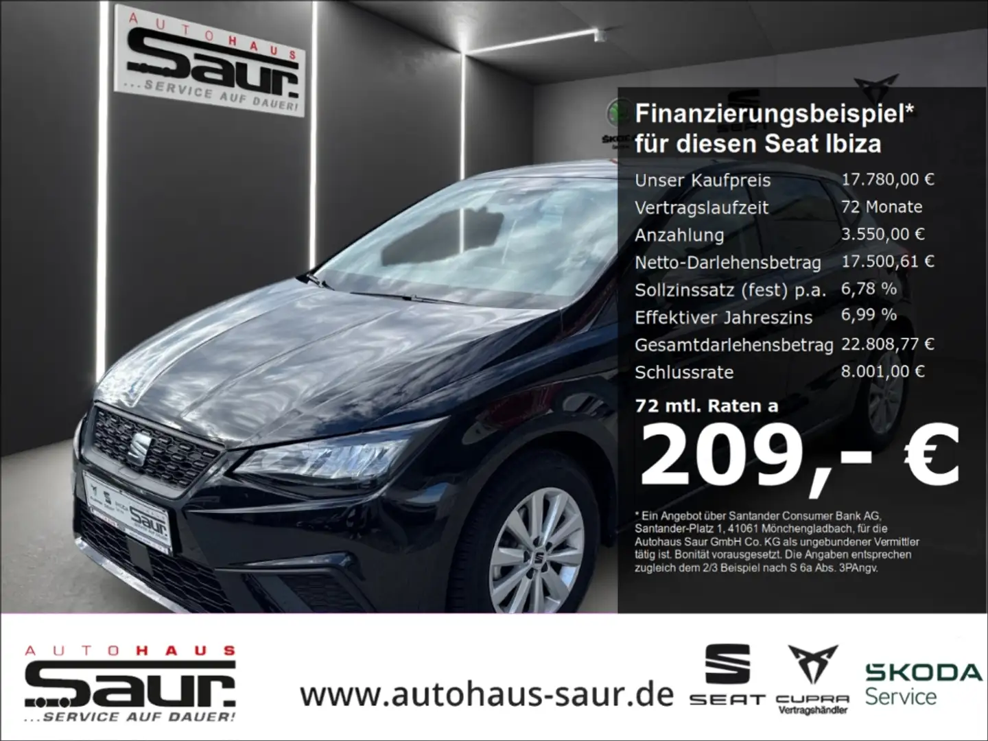 SEAT Ibiza Style 1.0 TSI NAVI PDC SHZ FULL LINK WIRELESS CHAR Schwarz - 1
