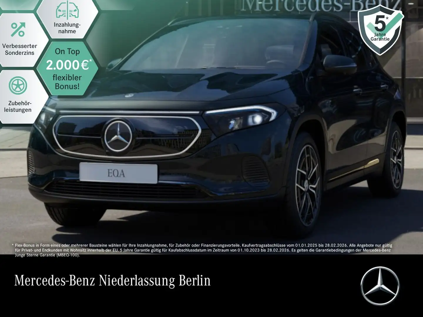 Mercedes-Benz EQA 300 4M PROG+NIGHT+19"+PLUS-PAKET+AHK+360+HUD Noir - 1