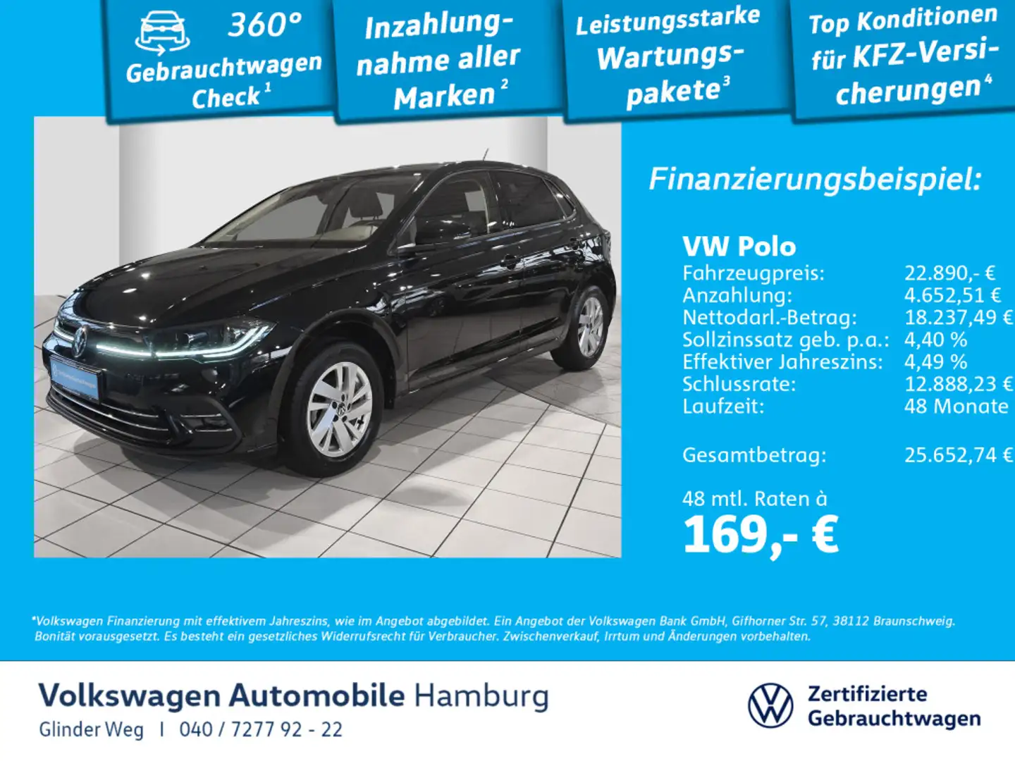 Volkswagen Polo 1.0 TSI Style DSG AppConnect Ganzjahresreif Schwarz - 1