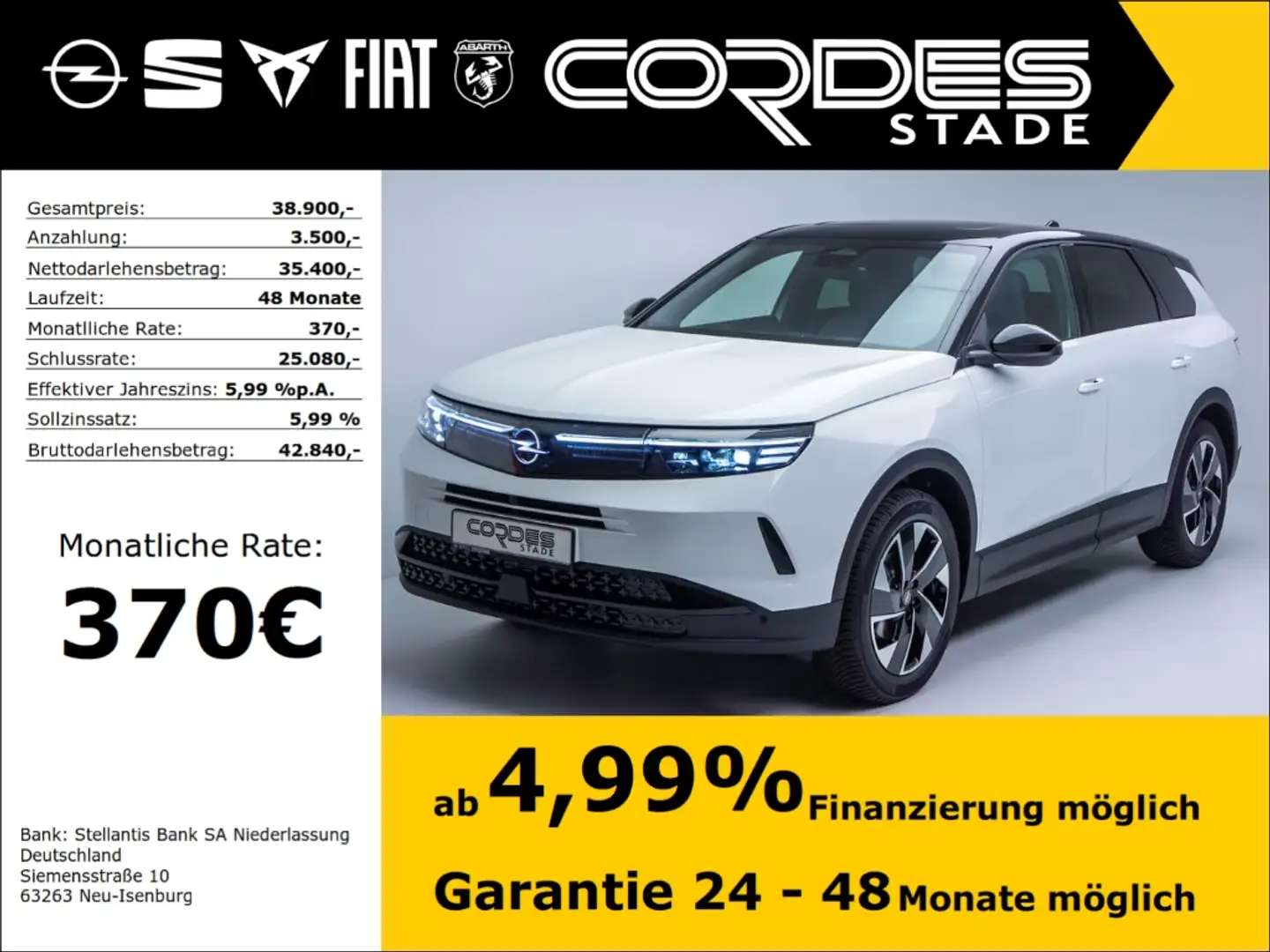 Opel Grandland 1.2 48V Mild-Hybrid 100kW GS  Automatik AHK Allwet Fehér - 1