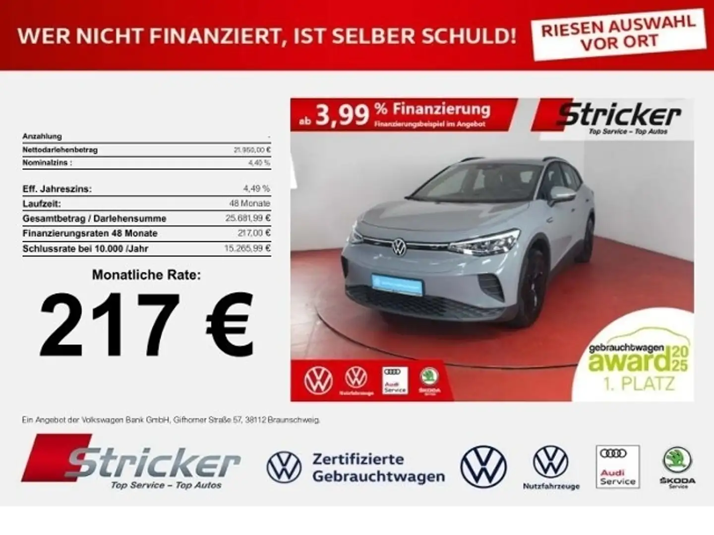Volkswagen ID.4 Pure 217,-ohne Anzahlung Navi ACC Grau - 1