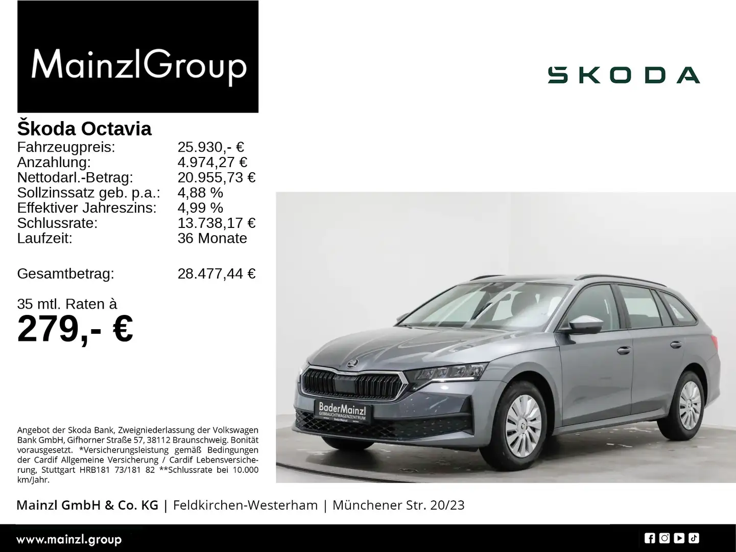 Skoda Octavia Combi 1.5 TSI DSG Essence AHK Carplay Grau - 1
