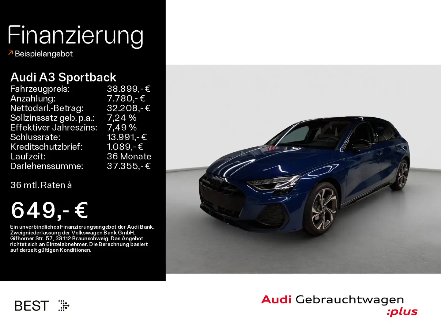 Audi A3 35 TFSI S-LINE*NAVI-PLUS*KAMERA*AHK Blau - 1