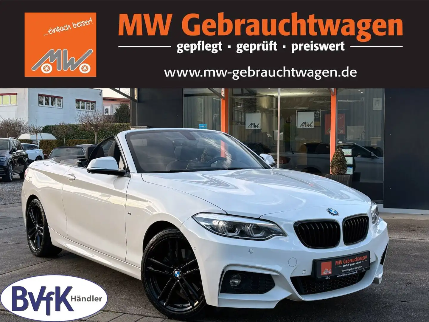 BMW 220 i Cabrio Steptr. M-Sport LED PDC AHK NAV H&K Weiß - 1