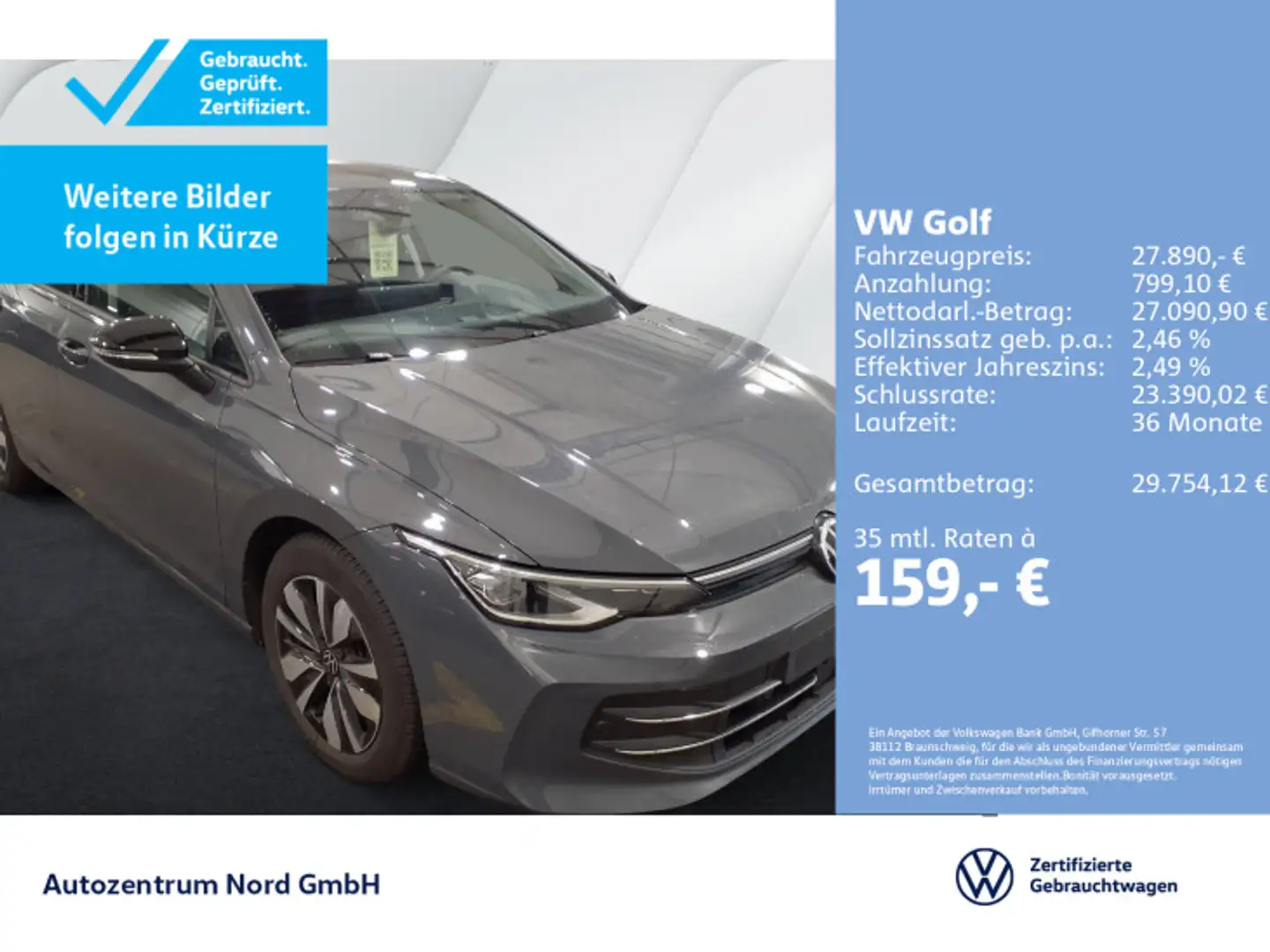 Volkswagen Golf VIII 1.5 eTSI DSG Goal AHK+IQ.LIGHT+KAMERA Grau - 1