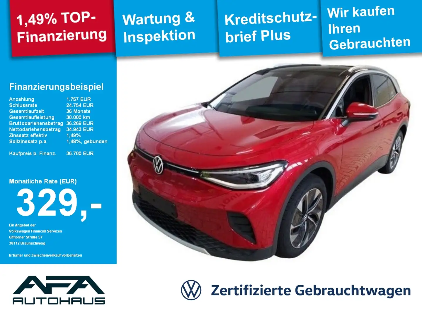 Volkswagen ID.4 Pure Performance 52kWh Pano*AHK*NAV*LED*ACC Rot - 1
