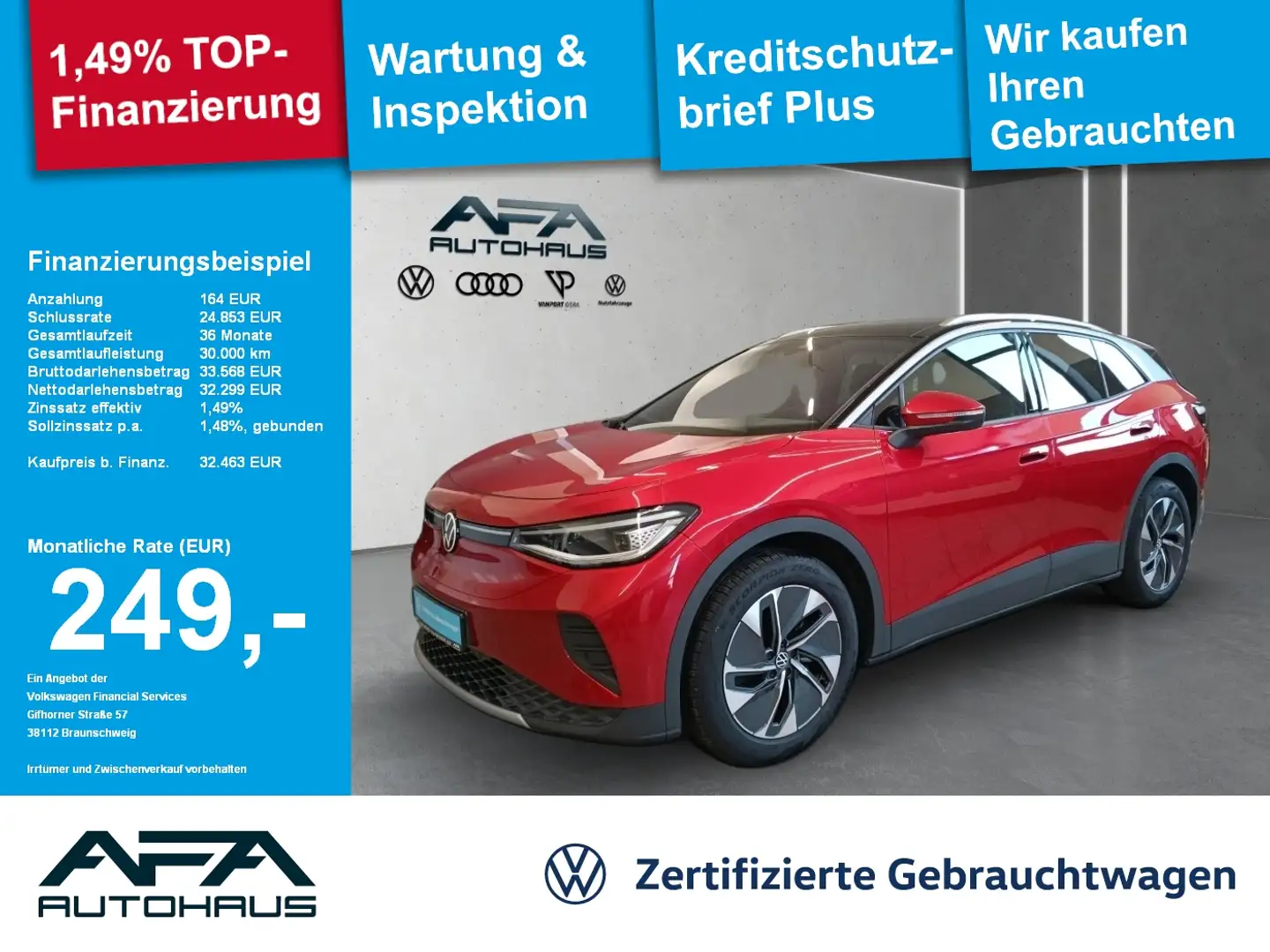Volkswagen ID.4 .4 Pure Performance 55kWh Pano*AHK*NAV*LED*ACC Rot - 1