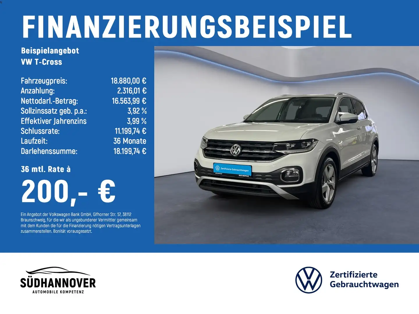 Volkswagen T-Cross Style 1.0 TSI DSG NAVI+LED+SHZ+PDC+GRA Weiß - 2