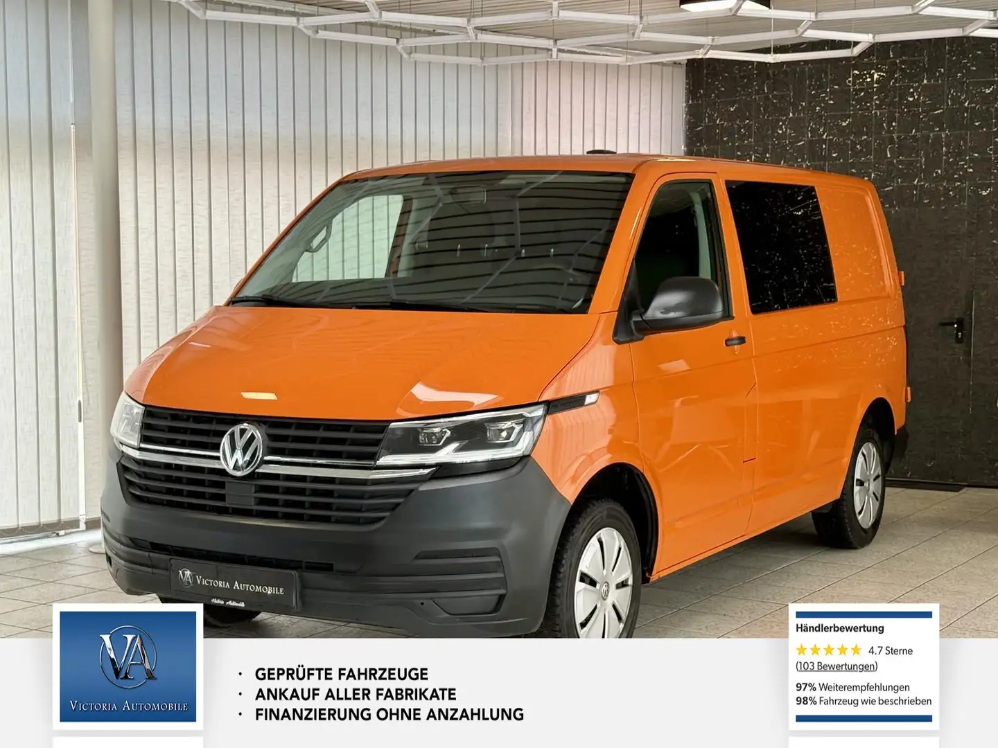 Volkswagen T6.1 Transporter Kasten 1 Hand. Profimobile Regale. Scheckheft. Eco Oranje - 1