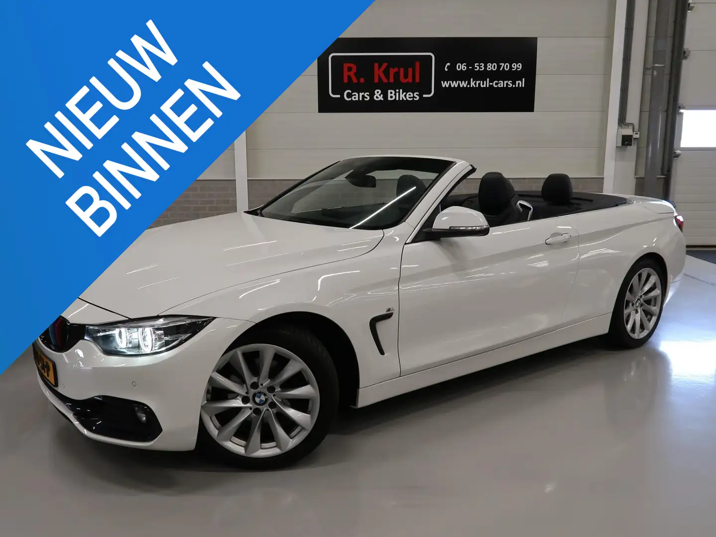 BMW 420 4-serie Cabrio 420i Sportline Leer Nekverwarming S Weiß - 1