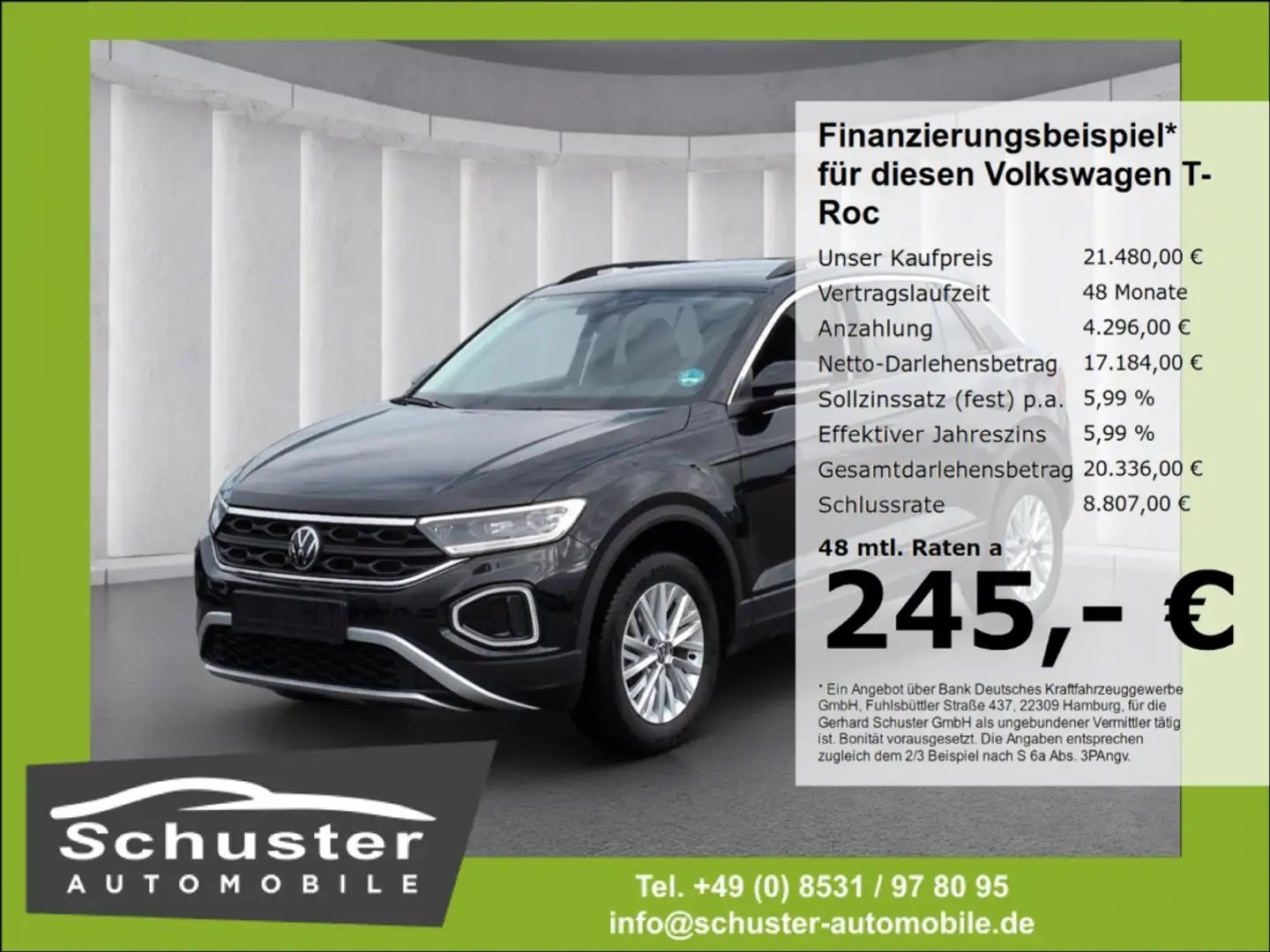 Volkswagen T-Roc Life 1.0TSI*LED+ Navi digCockp VKZ-Erk SHZ Schwarz - 1