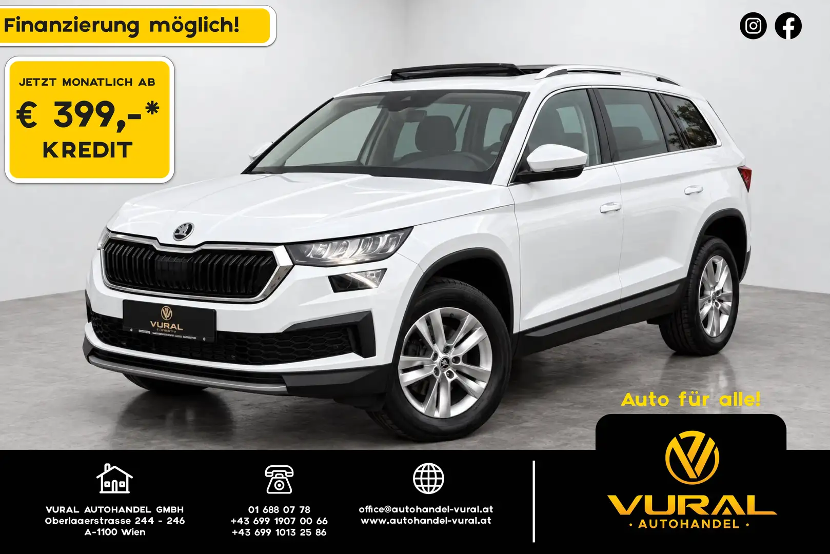 Skoda Kodiaq 2.0TDI DSG | ACC | Panorama | Rückfahrkamera | Kessy | Weiß - 1
